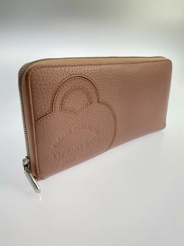 【LIFTる。景品】【中古】TIFFANY&Co. ティファニー 日本限定 LARGE ZIP WALLET ラージジップ ウォレット 長財布 181-250116-me-02-min カラー：ピンク 万代Net店