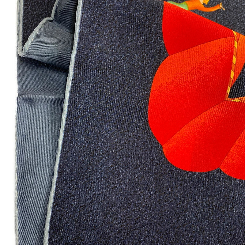 【LIFTる。景品】【中古】【レディース】 BVLGARI ブルガリ サーカスモチーフ シルクスカーフ イタリア製 183-221123-kk-21-min サイズ：約87×85cm カラー：ネイビー 万代Net店