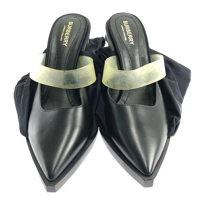 【中古品】BURBERRY バーバリー 【中古】BURBERRY バーバリー TILLINGTON ANKLE WRAP MULES 121578A1189 ティリントン アンクル ワープ ミュールズ 靴 183-211110-kk-08-min サイズ：38 カラー：ブラック 万代Net店