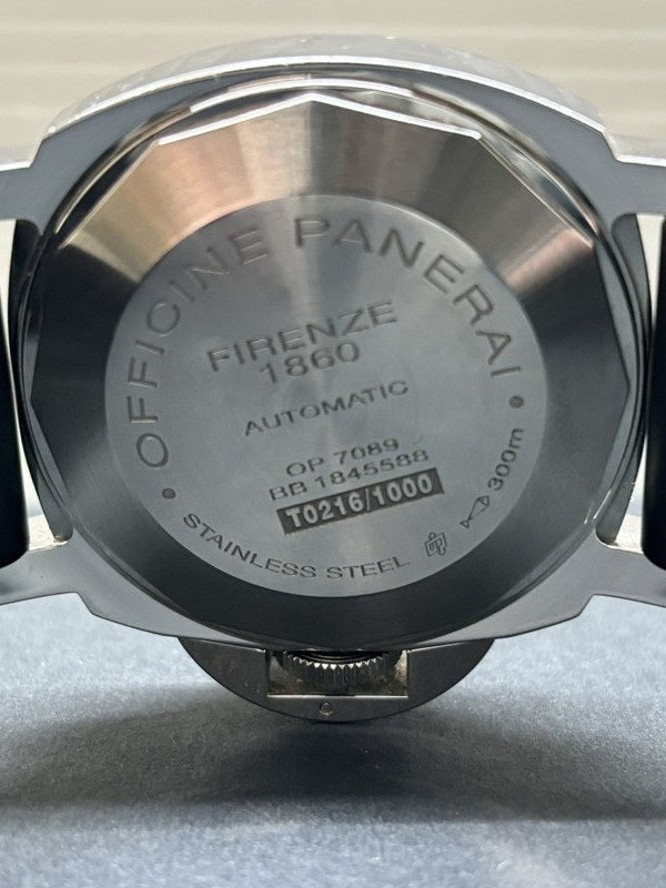 【中古品】【メンズ】 OFFICINE PANERAI オフィチーネパネライ PAM01090 T番 2017年製 ルミノール パワーリザーブ オートマティック アッチャイオ ウォッチ 腕時計 195-240602-ab-2-min カラー：シルバー/ブラック 万代Net店