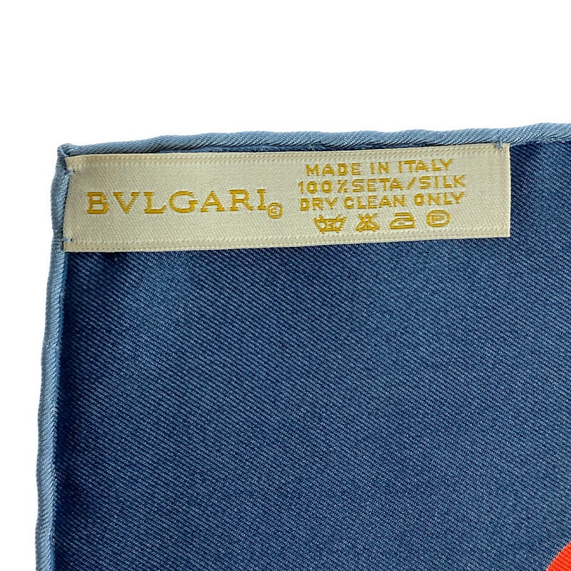 【中古品】【レディース】 BVLGARI ブルガリ イタリア製 サーカスモチーフ シルクスカーフ 183-221123-kk-21-min サイズ：約87×85cm カラー：ネイビー 万代Net店