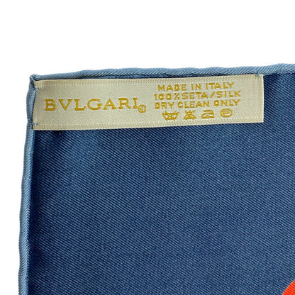 【中古品】【レディース】 BVLGARI ブルガリ イタリア製 サーカスモチーフ シルクスカーフ 183-221123-kk-21-min サイズ：約87×85cm カラー：ネイビー 万代Net店