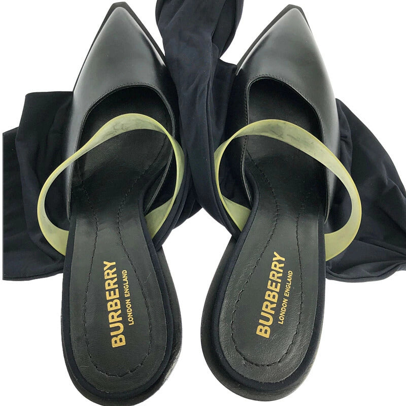 【中古品】BURBERRY バーバリー 【中古】BURBERRY バーバリー TILLINGTON ANKLE WRAP MULES 121578A1189 ティリントン アンクル ワープ ミュールズ 靴 183-211110-kk-08-min サイズ：38 カラー：ブラック 万代Net店