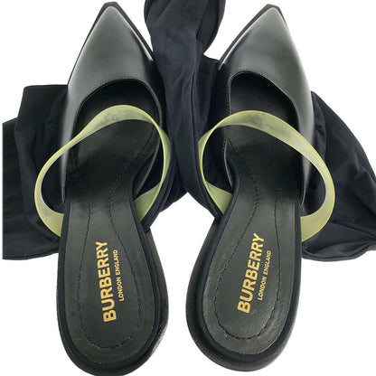【中古品】BURBERRY バーバリー 【中古】BURBERRY バーバリー TILLINGTON ANKLE WRAP MULES 121578A1189 ティリントン アンクル ワープ ミュールズ 靴 183-211110-kk-08-min サイズ：38 カラー：ブラック 万代Net店