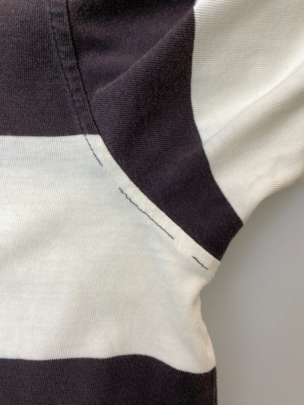 【現状渡し品】【メンズ】 STUSSY ステューシー 90’s BORDER POCKET L/S TEE 90年代 ボーダーポケット ロングスリーブTシャツ 長袖Tシャツ トップス 142-260626-yn-34-min サイズ：XL カラー：ダークブラウン/ホワイト 万代Net店