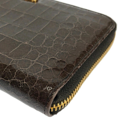 【LIFTる。景品】【中古】【レディース】 MIUMIU ミュウミュウ 5M0506 クロコ型押し ラウンドファスナー 長財布 181-221129-min サイズ：約10.5×18.5×2cm カラー：ブラウン 万代Net店