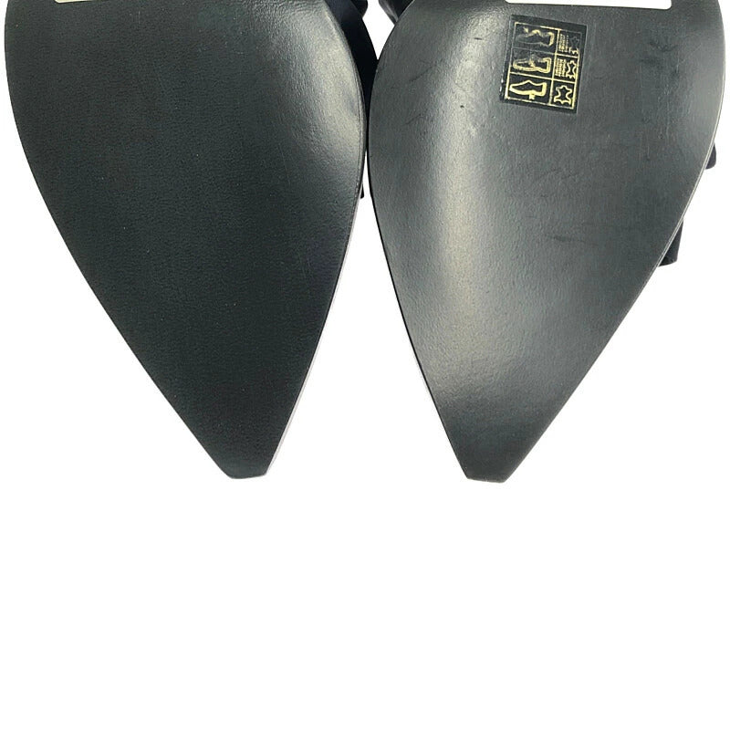 【中古品】BURBERRY バーバリー 【中古】BURBERRY バーバリー TILLINGTON ANKLE WRAP MULES 121578A1189 ティリントン アンクル ワープ ミュールズ 靴 183-211110-kk-08-min サイズ：38 カラー：ブラック 万代Net店