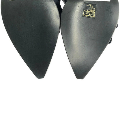 【中古品】BURBERRY バーバリー 【中古】BURBERRY バーバリー TILLINGTON ANKLE WRAP MULES 121578A1189 ティリントン アンクル ワープ ミュールズ 靴 183-211110-kk-08-min サイズ：38 カラー：ブラック 万代Net店