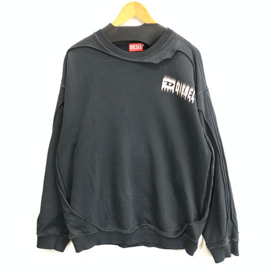 【中古品】【メンズ】 DIESEL ディーゼル S-BOXT-DBL ダメージ加工 スウェット ブランド 古着 141-251227-gm-13-fuz サイズ：M カラー：ブラック 万代Net店