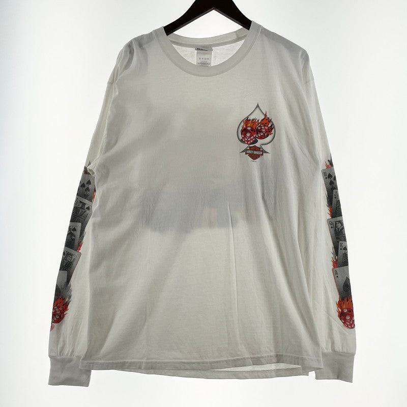 【中古品】【メンズ】 HARLEY-DAVIDSON ハーレー ダビッドソン 00's L/S TEE 2000年代 ロングスリーブ Ｔシャツ 長袖 トップス 145-260630-sa-03-tei サイズ：L カラー：ホワイト 万代Net店