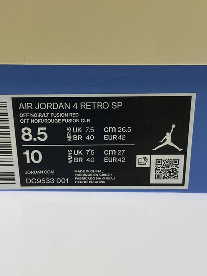 【中古品】【メンズ】 NIKE ナイキ AIRJORDAN 4RETRO SP UNION DC9533-001 エア ジョーダン 4 レトロ スペシャル ユニオン スニーカー メンズ シューズ 靴 160-250829-em-26-min サイズ：26.5cm カラー：フノアール/ライトフュージョンレッド 万代Net店