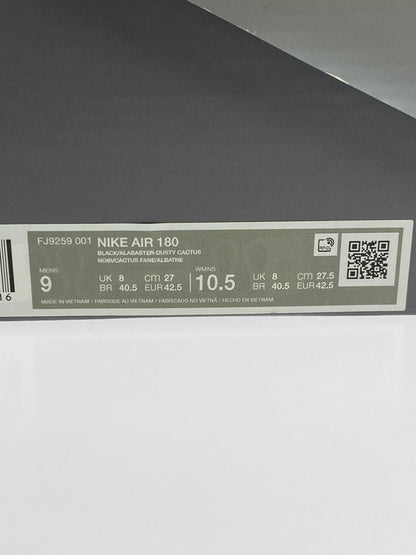 【中古美品】NIKE ナイキ AIR 180 BLACK AND DUSTY CACTUS FJ9259-001 エア 180 ブラック アンド ダスティ カクタス メンズ シューズ スニーカー 靴 160-250704-em-32-min サイズ：27cm カラー：ブラック/アラバスターダスティサボテン 万代Net店