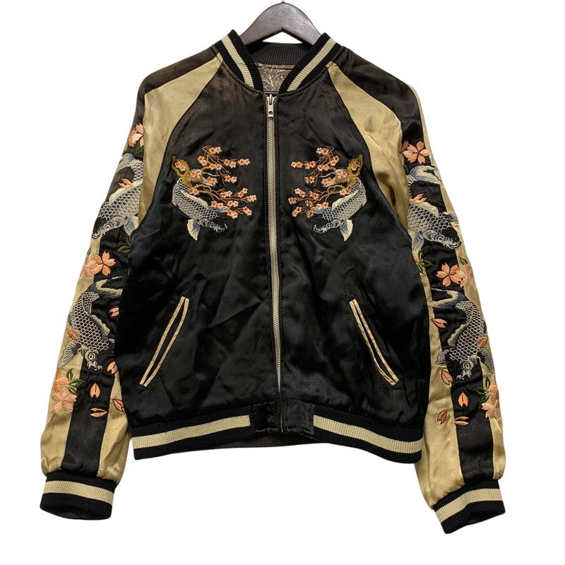 【現状渡し品】【メンズ】 花旅楽団 ハナタビガクダン 鯉×桜 SOUVENIR JACKET スーベニア ジャケット アウター 145-260905-cs-07-izu サイズ：S カラー：ブラック/ブラウン系 万代Net店