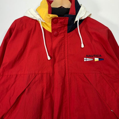 【中古品】【メンズ】 NAUTICA ノーティカ セーリングジャケット ナイロンジャケット アウター ブランド 古着 144-260314-gm-39-fuz サイズ：M カラー：レッド 万代Net店