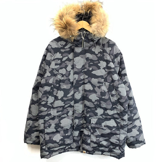 【中古品】【メンズ】 A BATHING APE アベイシングエイプ DOWN JACKET ダウンジャケット ブランド 古着 142-251220-gm-27-fuz サイズ：XL カラー：ブラック 万代Net店