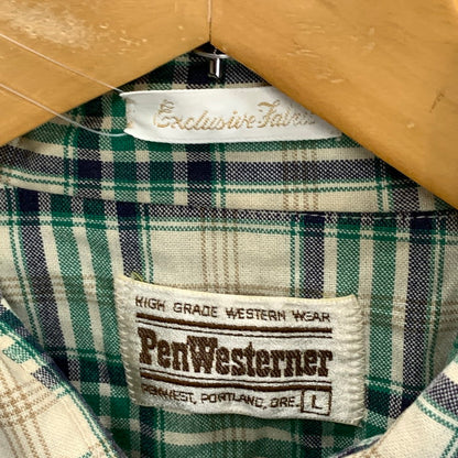 【中古品】【メンズ】 PENWESTERNER 70s ウエスタン長袖シャツ トップス ブランド 古着 145-250809-gm-14-fuz サイズ：L カラー：グリーン 万代Net店