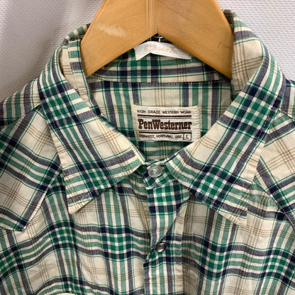【中古品】【メンズ】 PENWESTERNER 70s ウエスタン長袖シャツ トップス ブランド 古着 145-250809-gm-14-fuz サイズ：L カラー：グリーン 万代Net店