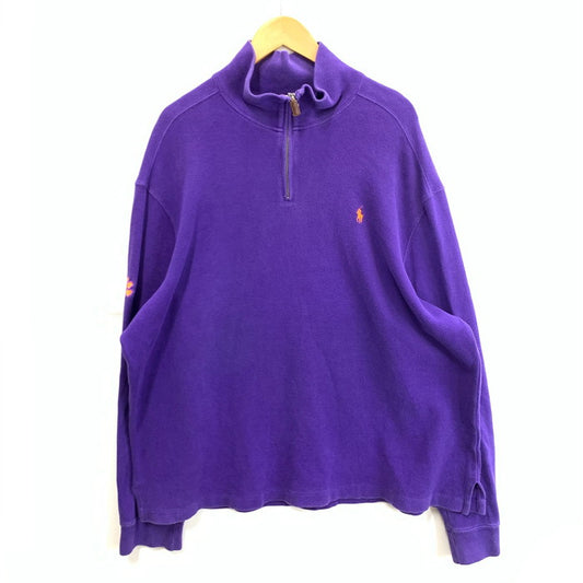 【中古品】【メンズ】 Polo by Ralph Lauren ポロバイラルフローレン SWEATSHIRT ハーフジップ スウェット ブランド 古着 145-260228-gm-02-fuz サイズ：XXL カラー：パープル 万代Net店