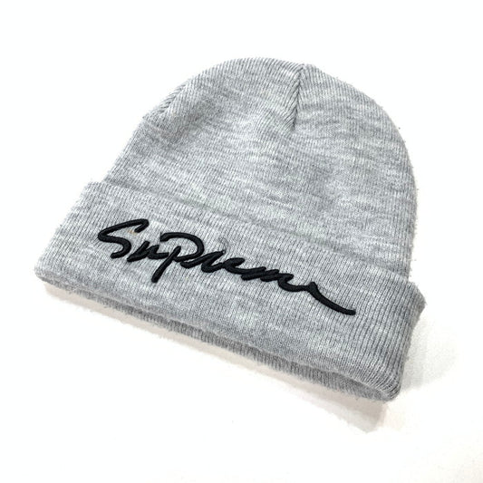 【中古品】【メンズ】 Supreme シュプリーム 18AW CLASSIC SCRIPT BEANIE ビーニー ニット帽 ブランド 帽子 185-260314-gm-21-fuz サイズ：F カラー：グレー 万代Net店