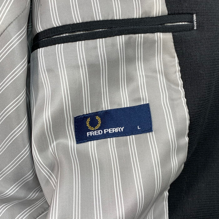 【中古品】【メンズ】 FRED PERRY フレッドペリー コットン テーラードジャケット アウター ブランド 古着 141-260315-gm-23-fuz サイズ：L カラー：ブラック 万代Net店