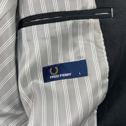 【中古品】【メンズ】 FRED PERRY フレッドペリー コットン テーラードジャケット アウター ブランド 古着 141-260315-gm-23-fuz サイズ：L カラー：ブラック 万代Net店