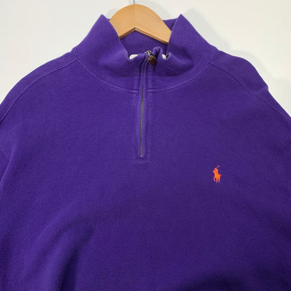 【中古品】【メンズ】 Polo by Ralph Lauren ポロバイラルフローレン SWEATSHIRT ハーフジップ スウェット ブランド 古着 145-260228-gm-02-fuz サイズ：XXL カラー：パープル 万代Net店