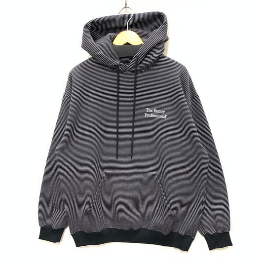 【中古美品】【メンズ】 ENNOY BORDER HOODED SWEAT スウェット トップス アウター ブランド 古着 140-250913-gm-24-fuz サイズ：L カラー：ブラック ストライプ 万代Net店
