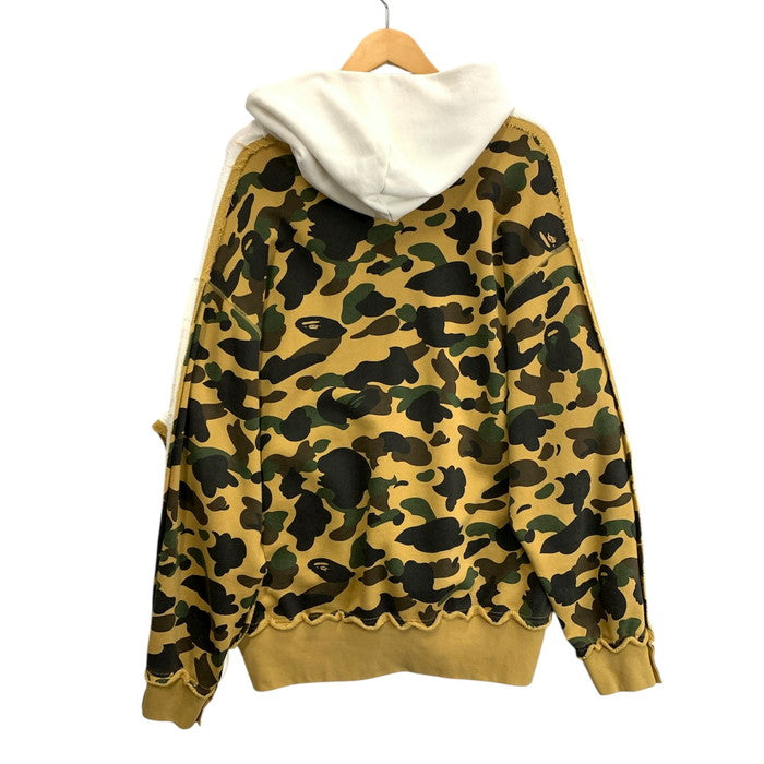 【中古品】【メンズ】 A BATHING APE アベイシングエイプ 1ST CAMO BLOCKING RAW EDGE RELAXED FIT PULLOVER HOODIE パーカー ブランド 古着 142-251115-gm-08-fuz サイズ：L カラー：ホワイト 万代Net店