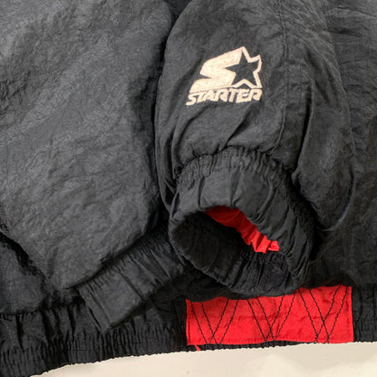 【中古品】【メンズ】 STARTER NBA CHICAGO BULLS アノラックプルオーバージャケット 90s シカゴ・ブルズ ブランド 古着 142-260404-gm-20-fuz サイズ：XL カラー：ブラック レッド 万代Net店