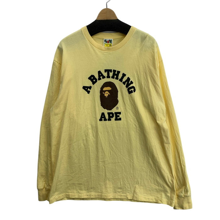 【中古品】【メンズ】 A BATHING APE アベイシングエイプ カレッジロゴ 長袖Tシャツ ブランド 古着 142-251115-gm-09-fuz サイズ：2XL カラー：イエロー 万代Net店