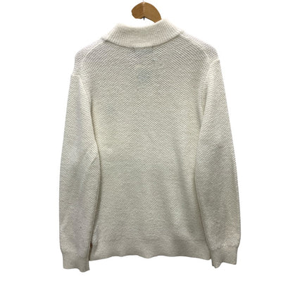 【中古品】【メンズ】 FRED PERRY フレッドペリー PIQUE KNIT JUMPER ニット セーター トップス ブランド 古着 140-250921-gm-24-fuz サイズ：M カラー：ホワイト 万代Net店