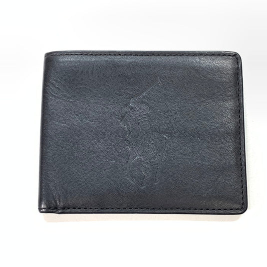 【中古品】【メンズ】 RALPH LAUREN ラルフローレン レザー 2つ折り財布 ブランド ウォレット 201-260314-gm-27-fuz カラー：ブラック 万代Net店