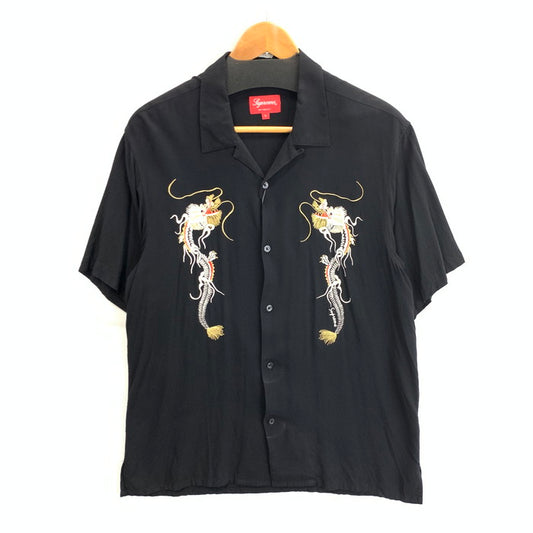 【中古品】【メンズ】 Supreme シュプリーム 18AW DRAGON RAYON SHIRT レーヨン 半袖シャツ ブランド 古着 149-260125-gm-17-fuz サイズ：L カラー：ブラック 万代Net店