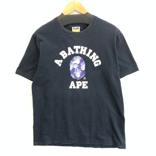 【中古品】【メンズ】 A BATHING APE アベイシングエイプ BAPE STORM COLLEGE T-SHIRT 半袖Tシャツ ブランド 古着 142-251115-gm-10-fuz サイズ：L カラー：ブラック 万代Net店