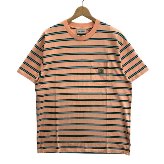 【中古品】【メンズ】 Carhartt カーハート S/S HOUSTON POCKET T-SHIRT 半袖Tシャツ ブランド 古着 145-260322-gm-19-fuz サイズ：M カラー：ピンク ボーダー 万代Net店