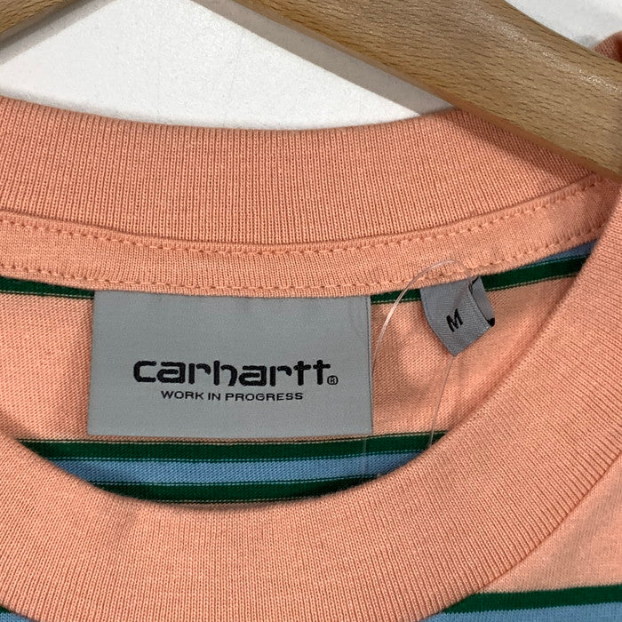 【中古品】【メンズ】 Carhartt カーハート S/S HOUSTON POCKET T-SHIRT 半袖Tシャツ ブランド 古着 145-260322-gm-19-fuz サイズ：M カラー：ピンク ボーダー 万代Net店