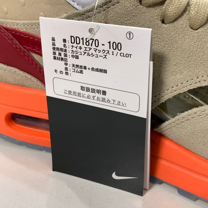 【中古美品】【メンズ】 NIKE ナイキ CLOT DD1870-100 AIR MAX 1 "KISS OF DEATH" エアマックス 1 スニーカー 160-250510-gm-09-fuz サイズ：27cm カラー：ベージュ 万代Net店