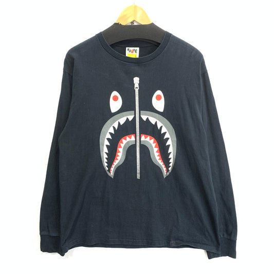 【中古品】【メンズ】 A BATHING APE アベイシングエイプ SHARK LS TEE 長袖Tシャツ ブランド 古着 142-251115-gm-11-fuz サイズ：L カラー：ブラック 万代Net店