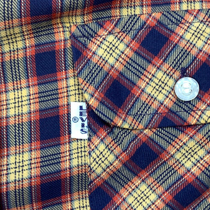 【中古品】【メンズ】 Levi's リーバイス 70s 長袖シャツ ブランド 古着 145-260110-gm-09-fuz サイズ：M カラー：ネイビー レッド 万代Net店