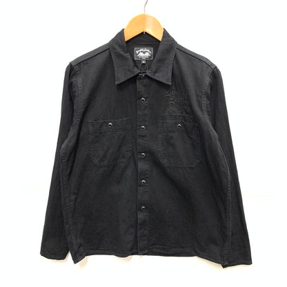 【中古品】【メンズ】 LANGLITZ LEATHERS DENIM8OZ 長袖ワークシャツ トップス ブランド 古着 145-250920-gm-14-fuz サイズ：M カラー：ブラック 万代Net店