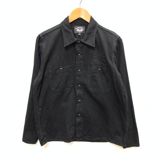 【中古品】【メンズ】 LANGLITZ LEATHERS DENIM8OZ 長袖ワークシャツ トップス ブランド 古着 145-250920-gm-14-fuz サイズ：M カラー：ブラック 万代Net店