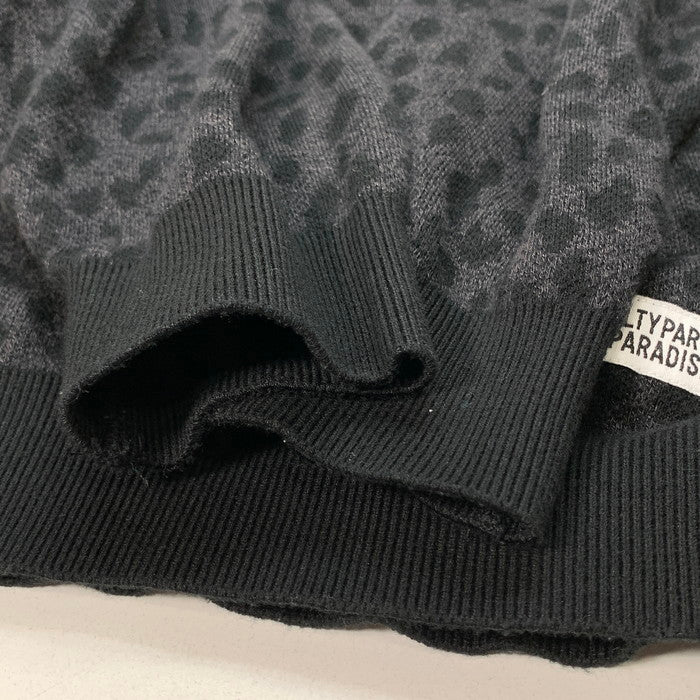 【中古品】【メンズ】 WACKO MARIA ワコマリア LEOPARD KNIT POLO SHIRT ニット ポロシャツ 長袖 ブランド 古着 140-251122-gm-07-fuz サイズ：L カラー：ブラック 万代Net店