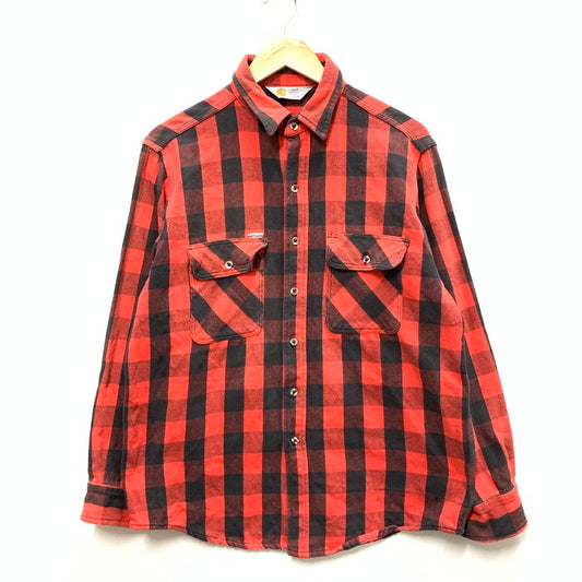 【中古品】【メンズ】 Carhartt カーハート 80-90s ネルシャツ 三角タグ 長袖シャツ ブランド 古着 145-251206-gm-18-fuz サイズ：不明 カラー：レッド バッファローチェック 万代Net店