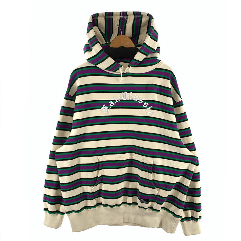 【中古品】【メンズ】 FAT エフエーティー EMBO HOOD SWEAT オーバーサイズ ボーダーパーカー フーディ ブランド 古着 142-260412-gm-19-fuz サイズ：FAT(XL) カラー：アイボリー パープル グリーン 万代Net店