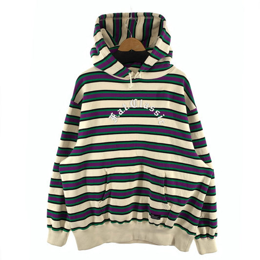【中古品】【メンズ】 FAT エフエーティー EMBO HOOD SWEAT オーバーサイズ ボーダーパーカー フーディ ブランド 古着 142-260412-gm-19-fuz サイズ：FAT(XL) カラー：アイボリー パープル グリーン 万代Net店