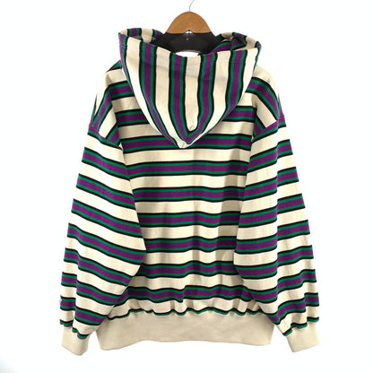 【中古品】【メンズ】 FAT エフエーティー EMBO HOOD SWEAT オーバーサイズ ボーダーパーカー フーディ ブランド 古着 142-260412-gm-19-fuz サイズ：FAT(XL) カラー：アイボリー パープル グリーン 万代Net店