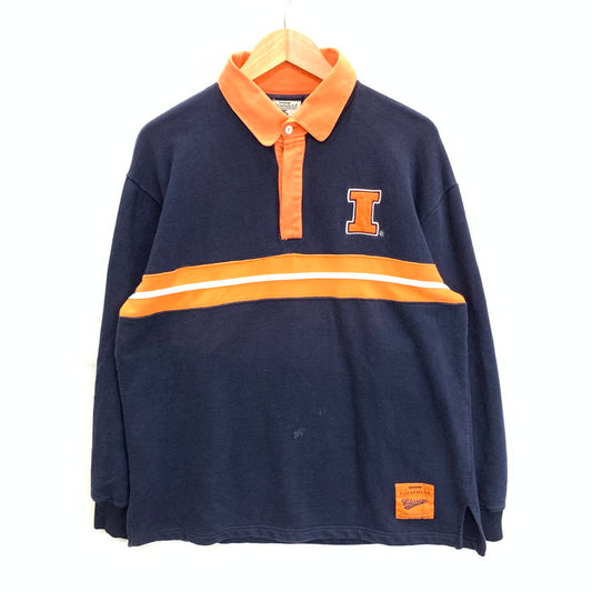 【中古品】【メンズ】 USED ILLINOIS スウェットポロシャツ トップス アウター ブランド 古着 145-250803-gm-26-fuz サイズ：L カラー：ネイビー オレンジ 万代Net店