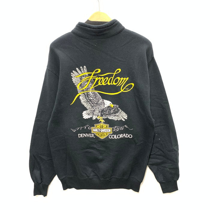 【中古品】【メンズ】 HARLEY DAVIDSON ハーレーダビッドソン JERZEES製 ハーフジップスウェット トップス ブランド 古着 145-250913-gm-08-fuz サイズ：L カラー：ブラック 万代Net店