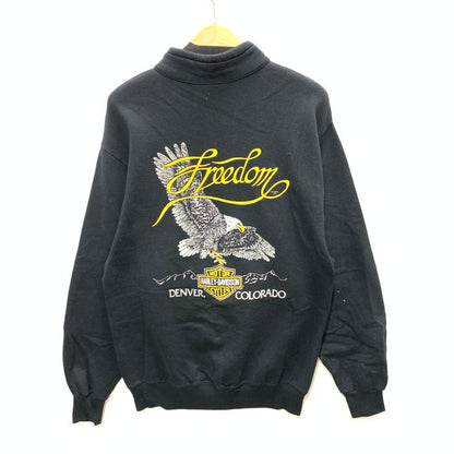 【中古品】【メンズ】 HARLEY DAVIDSON ハーレーダビッドソン JERZEES製 ハーフジップスウェット トップス ブランド 古着 145-250913-gm-08-fuz サイズ：L カラー：ブラック 万代Net店