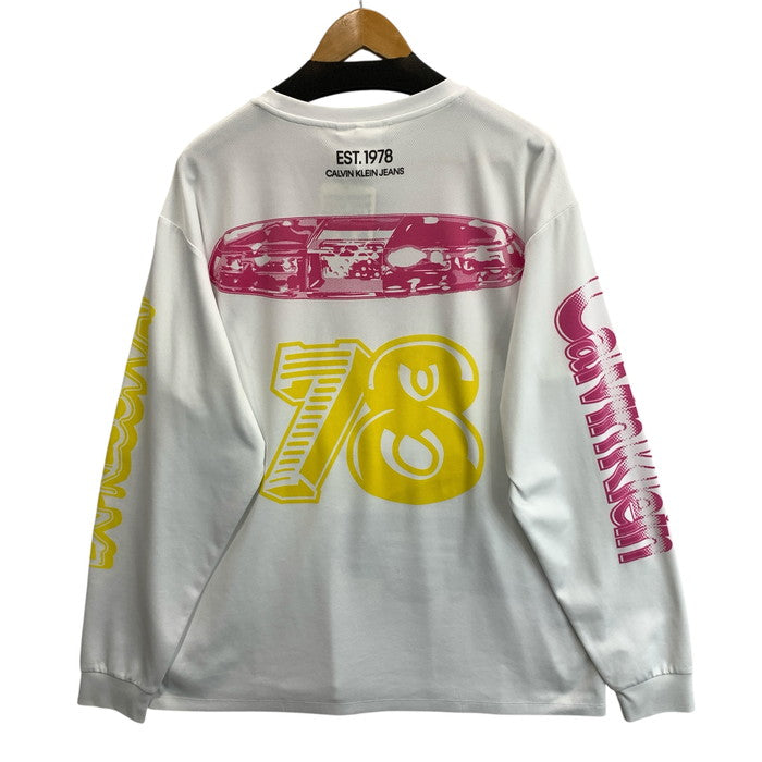 【中古品】【メンズ】 Calvin klein Jeans カルバンクラインジーンズ メッシュ長袖Tシャツ トップス ブランド 古着 141-260214-gm-09-fuz サイズ：S カラー：ホワイト 万代Net店